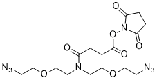 N,N-Bis(PEG1-azide)-N-4-oxo-butanoic NHS Ester