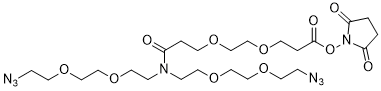 N,N-Bis(PEG2-azide)-N-PEG2-propionic NHS Ester